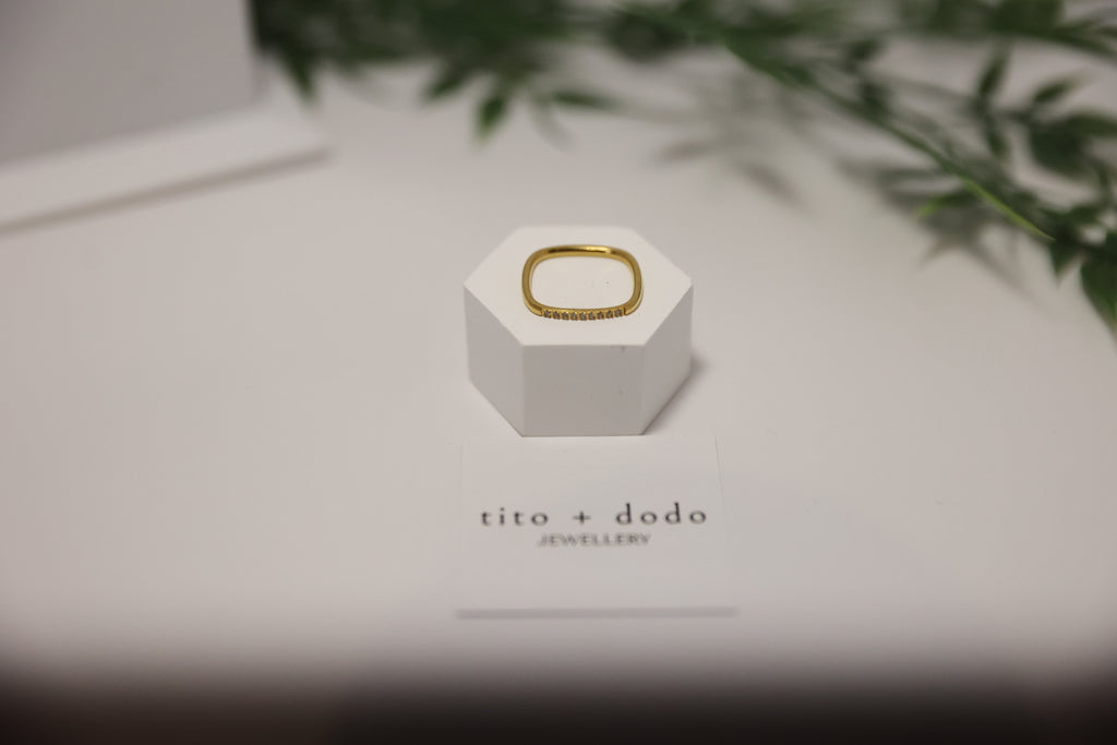 Crystal Square Band Ring